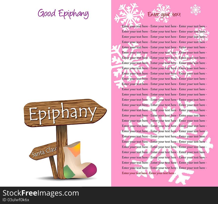 Background for the feast of the Epiphany with wooden signs and text