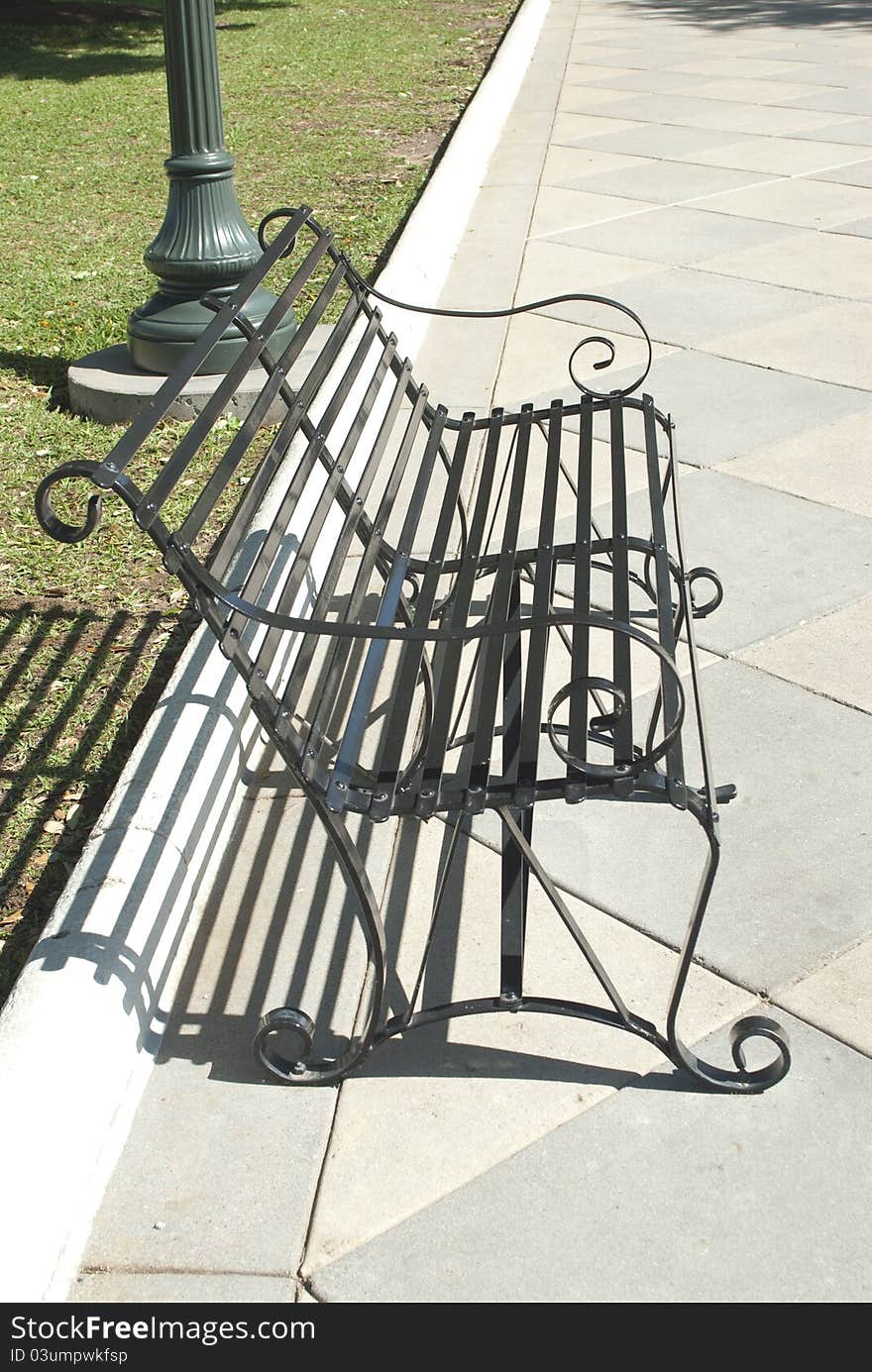 Black steel bench