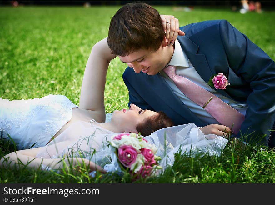 Happy bride and groom