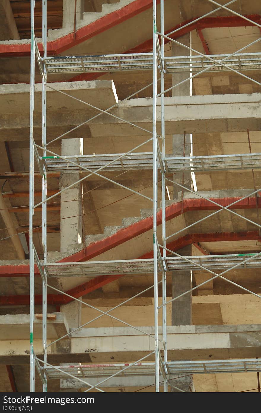 Foot of a staircase on the background of building