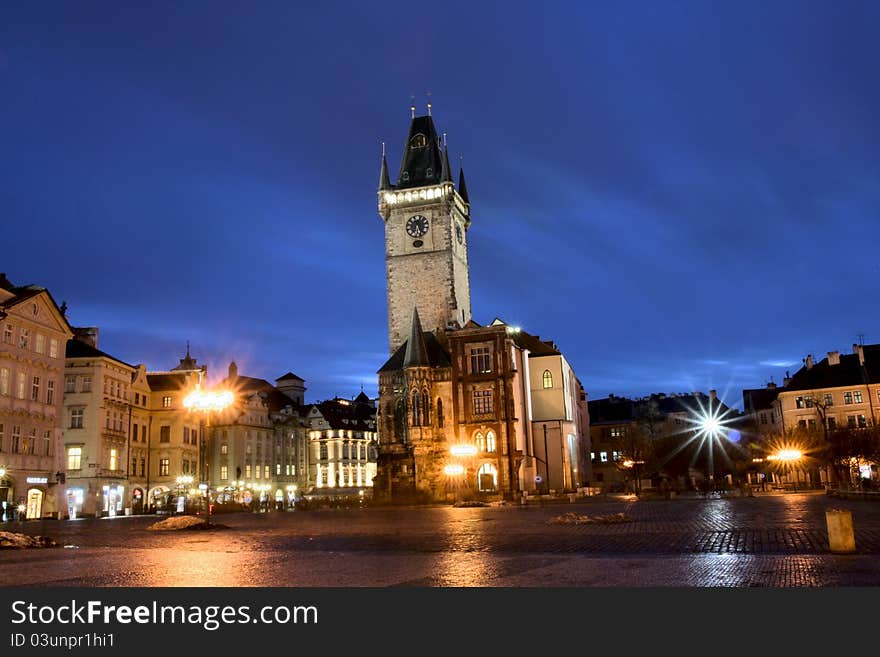 The square of the old town, in Prague. The square of the old town, in Prague