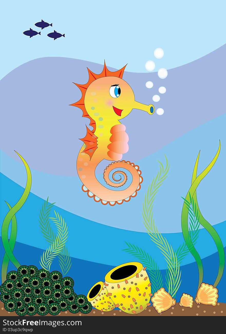 A seahorse in the sea