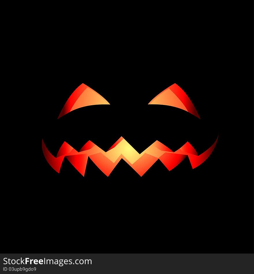 Face of jackOlantern in black background. Face of jackOlantern in black background