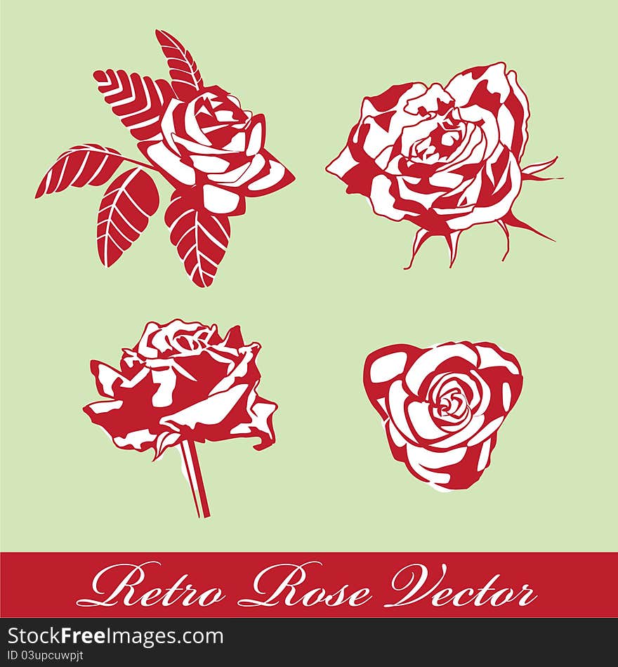 Four type rose retro style