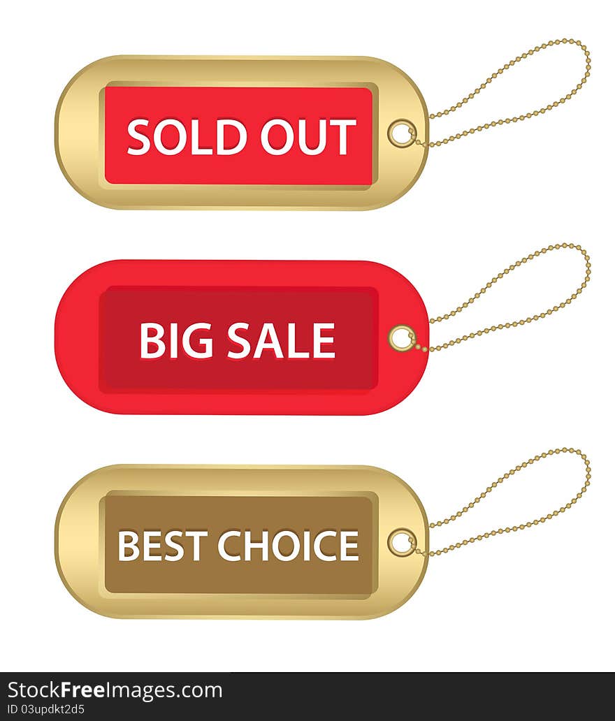 New christmas gold and red big sale, sold out and best choice tags, isolated on white. New christmas gold and red big sale, sold out and best choice tags, isolated on white