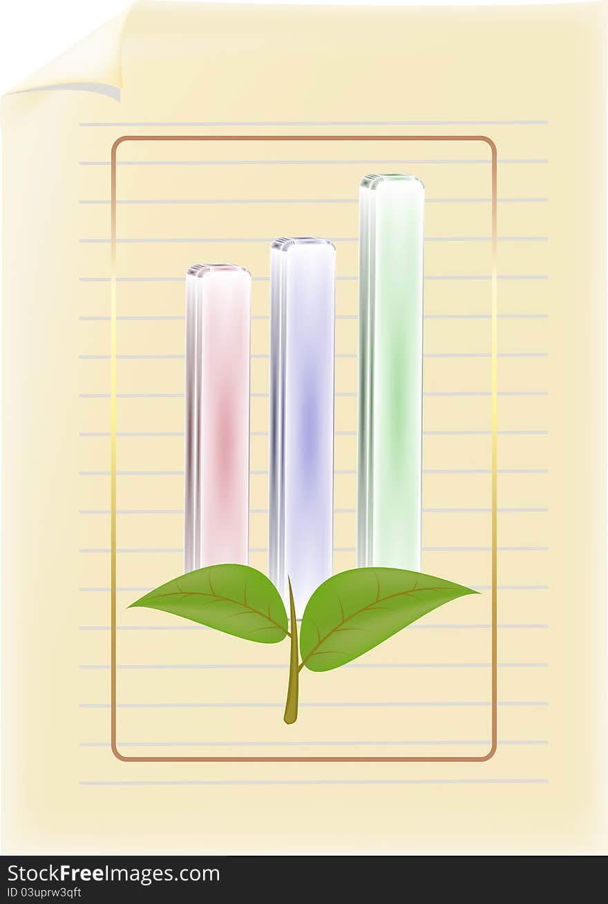 Graphic bar and leafs on old paper to illustrating the growth of business. Graphic bar and leafs on old paper to illustrating the growth of business