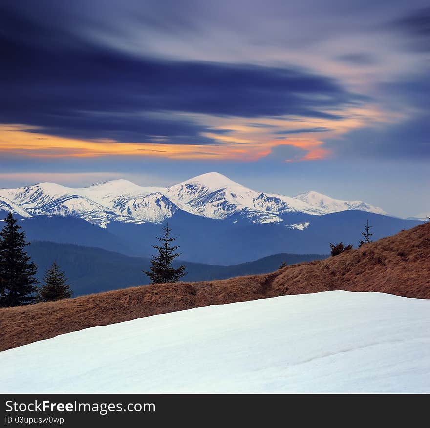 Spring Landscape In Mountains