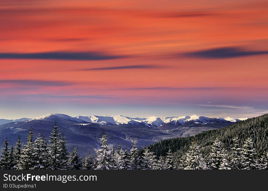 Winter Landscape In Mountains