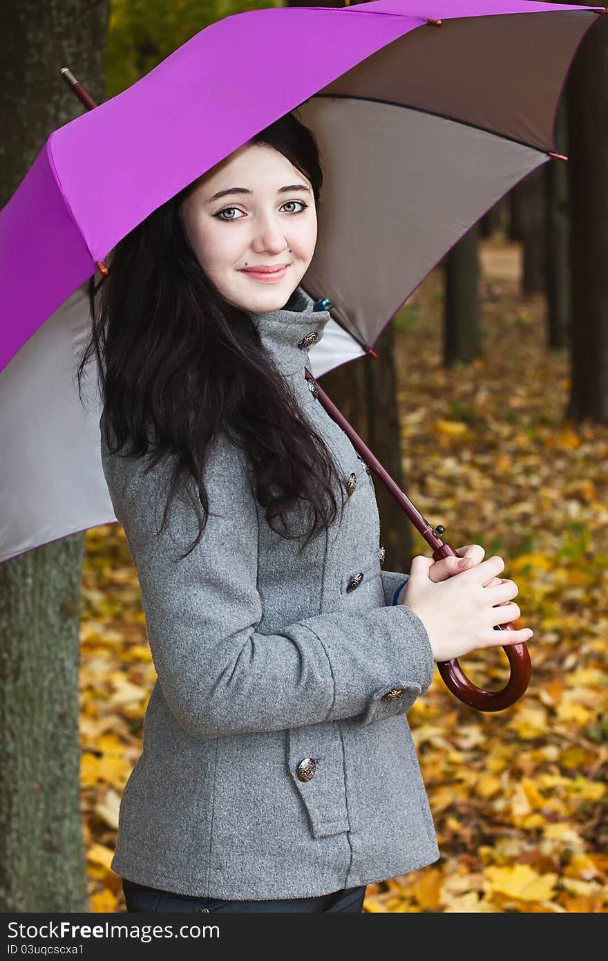 Young Woman With Umbrella