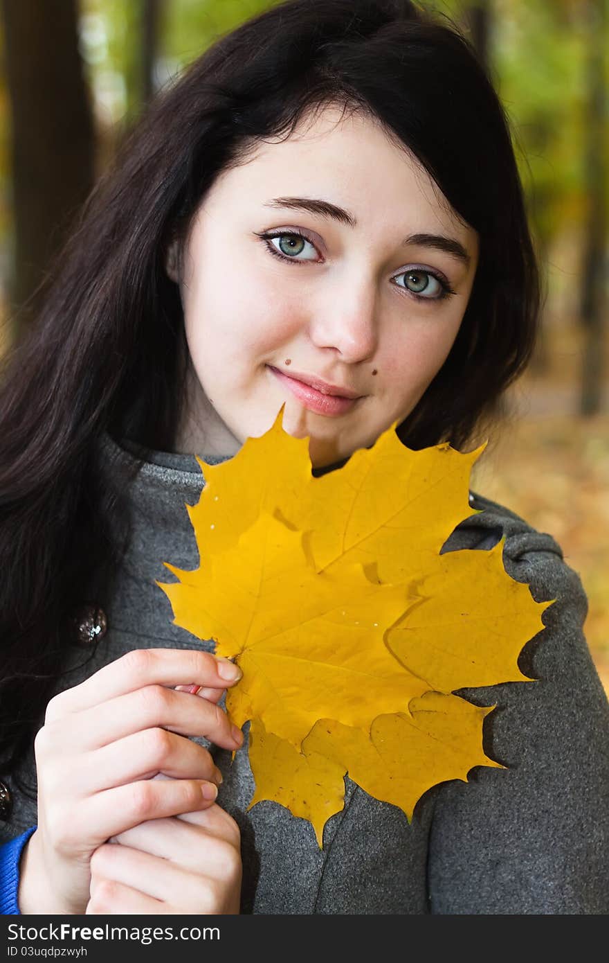 Young woman in autumn park. Young woman in autumn park