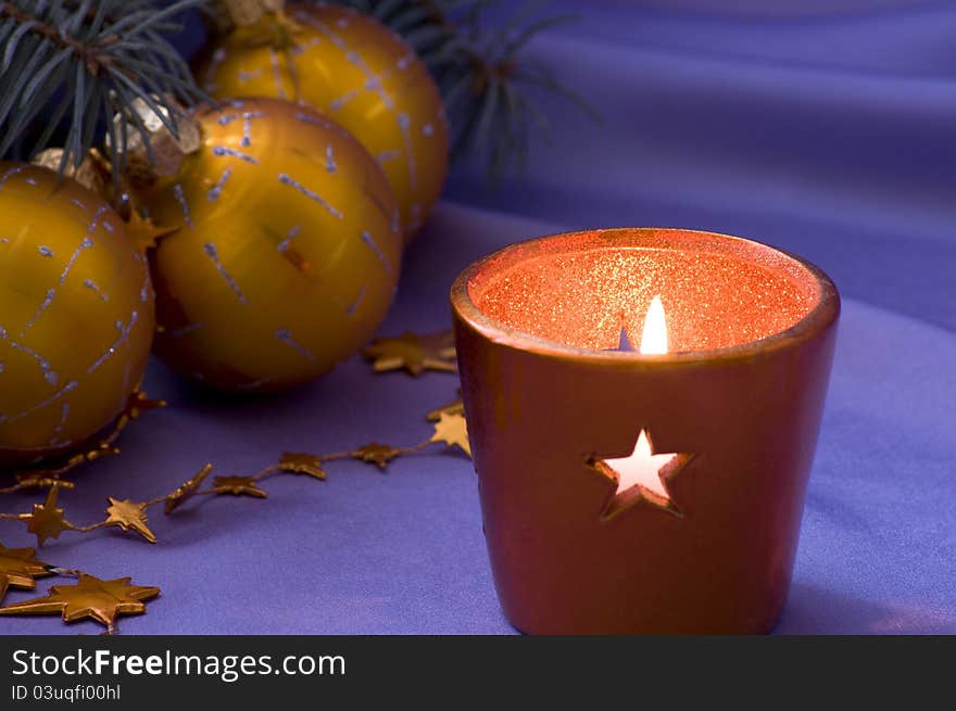 Christmas candle and balls