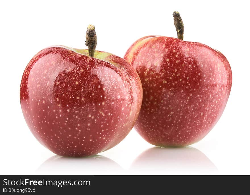 Red ripe apple on white background