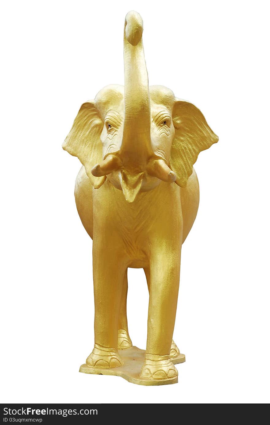 The golden elephant sculptures adorn the houses of faith.