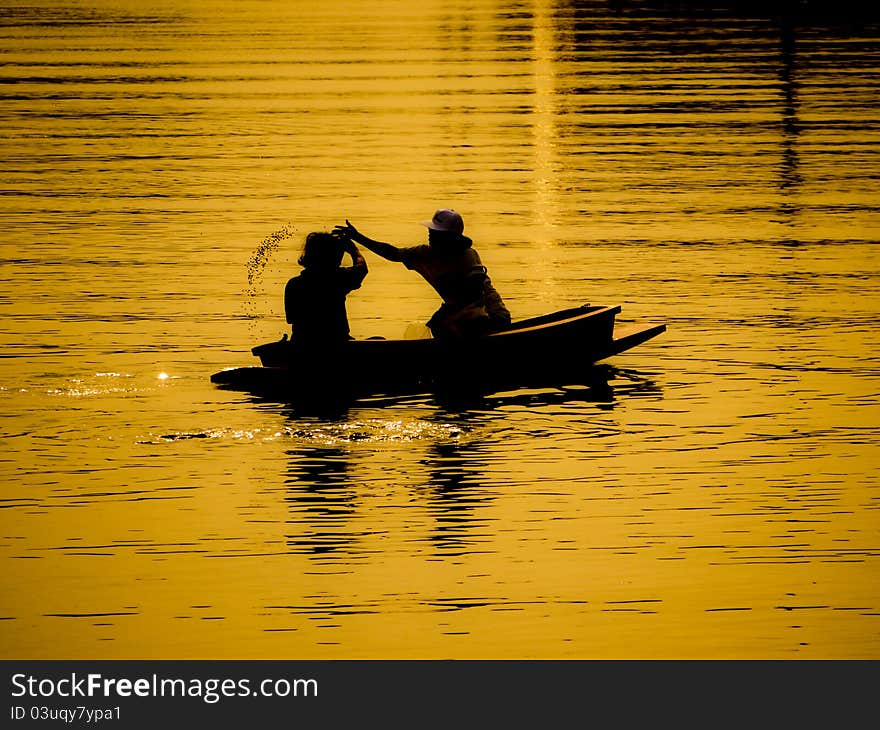 Rower in the golden light