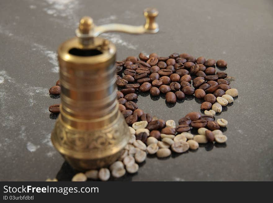 Coffee and coffee grinder