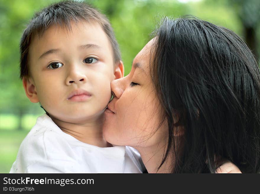 Mother Kiss Her Son