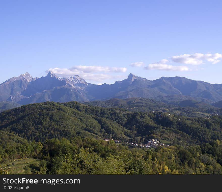 View of appennini mountains in tuscany