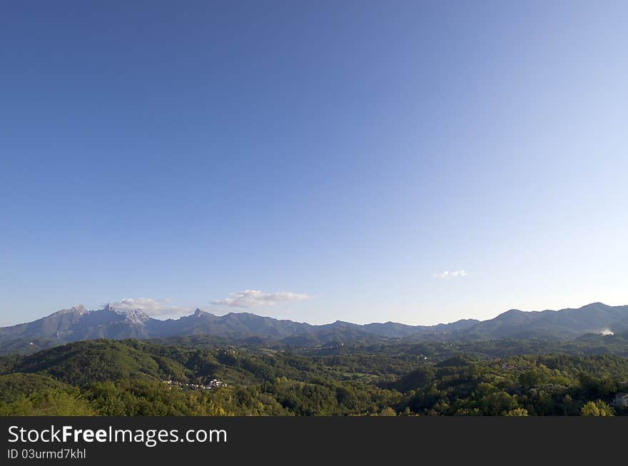 View of appennini mountains in tuscany