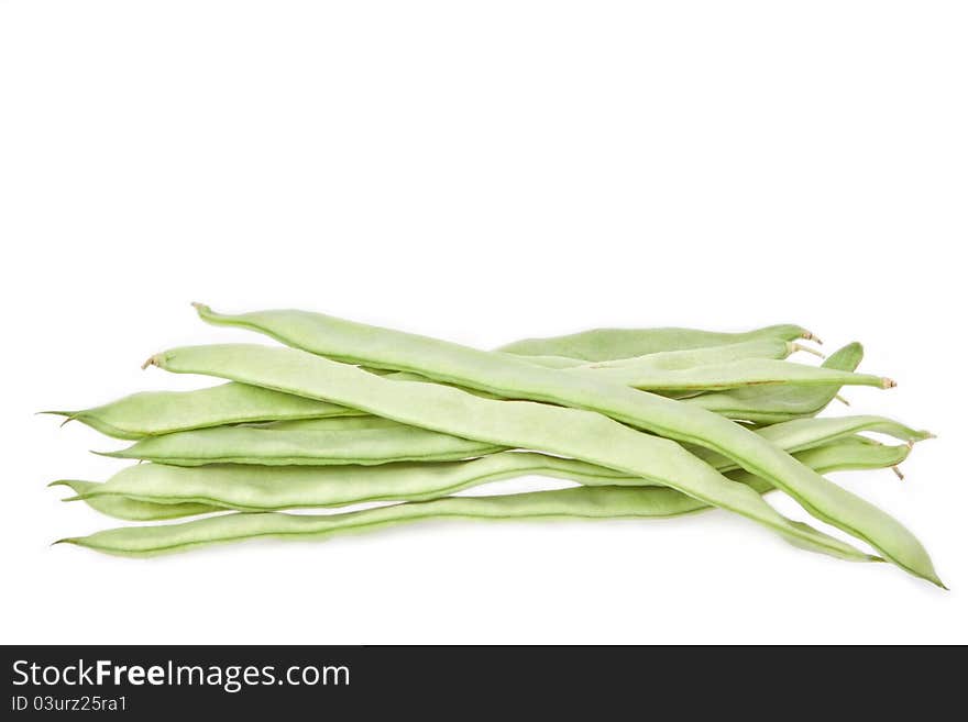 Green beans with on a white background