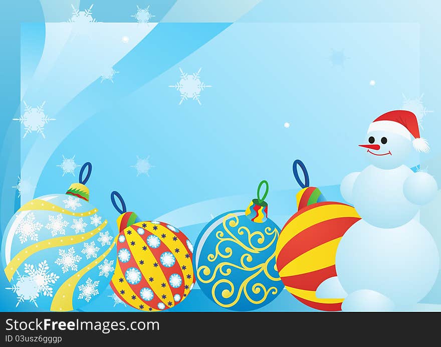 Snowman and Christmas decorations