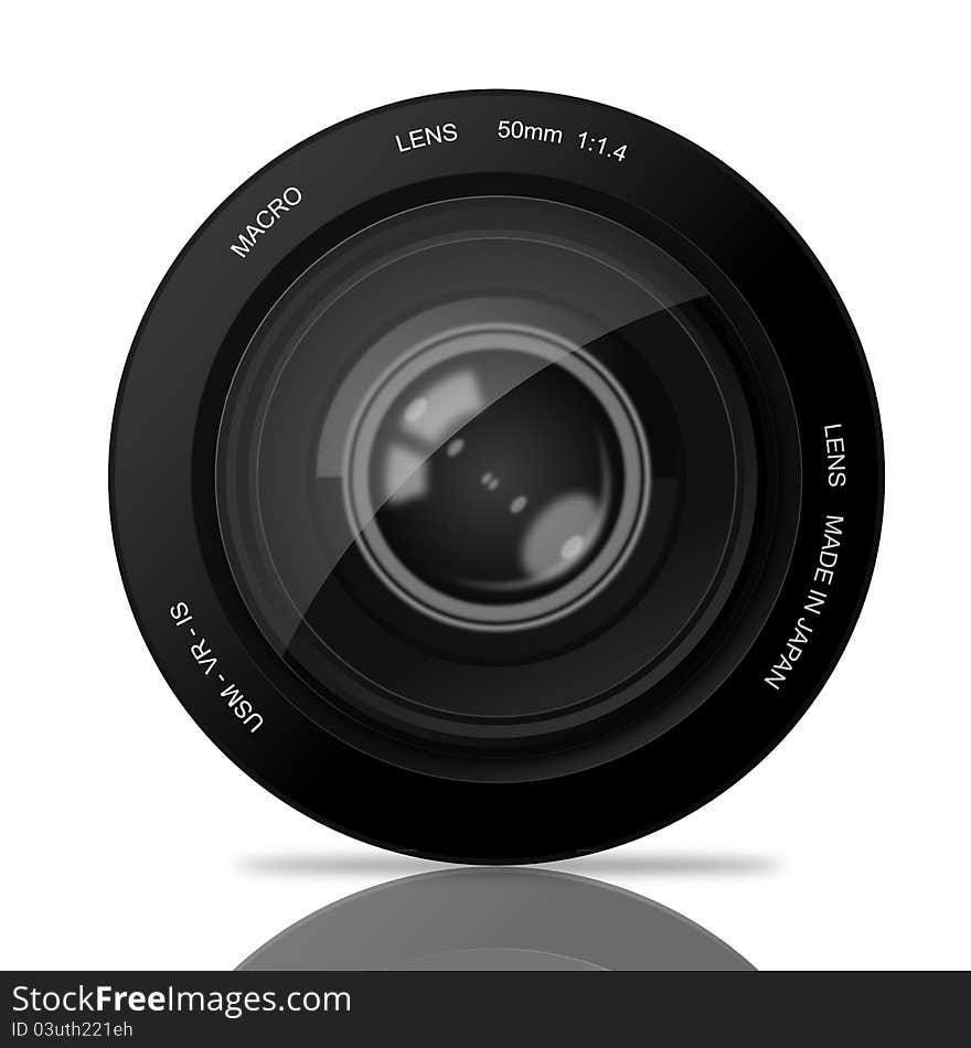 Illustration of camers lens on white background. Illustration of camers lens on white background