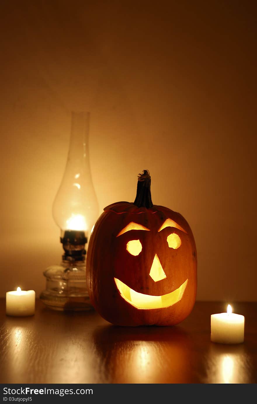 Halloween pumpkin with lamp