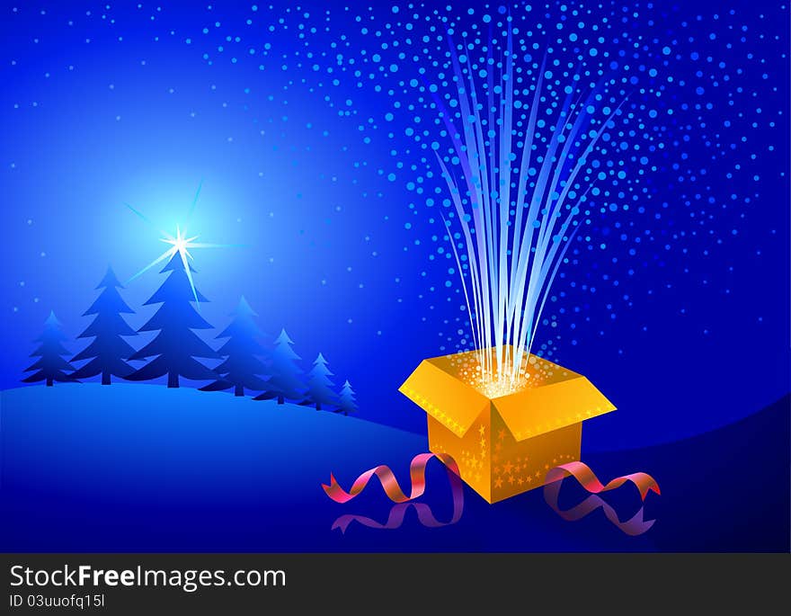 A simple Christmas background with a Gift-Box. A simple Christmas background with a Gift-Box