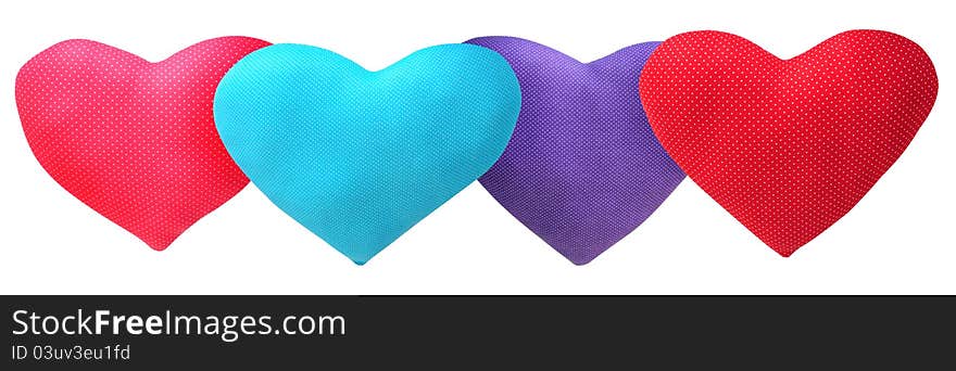 Heart shape cushions over white background. Heart shape cushions over white background.