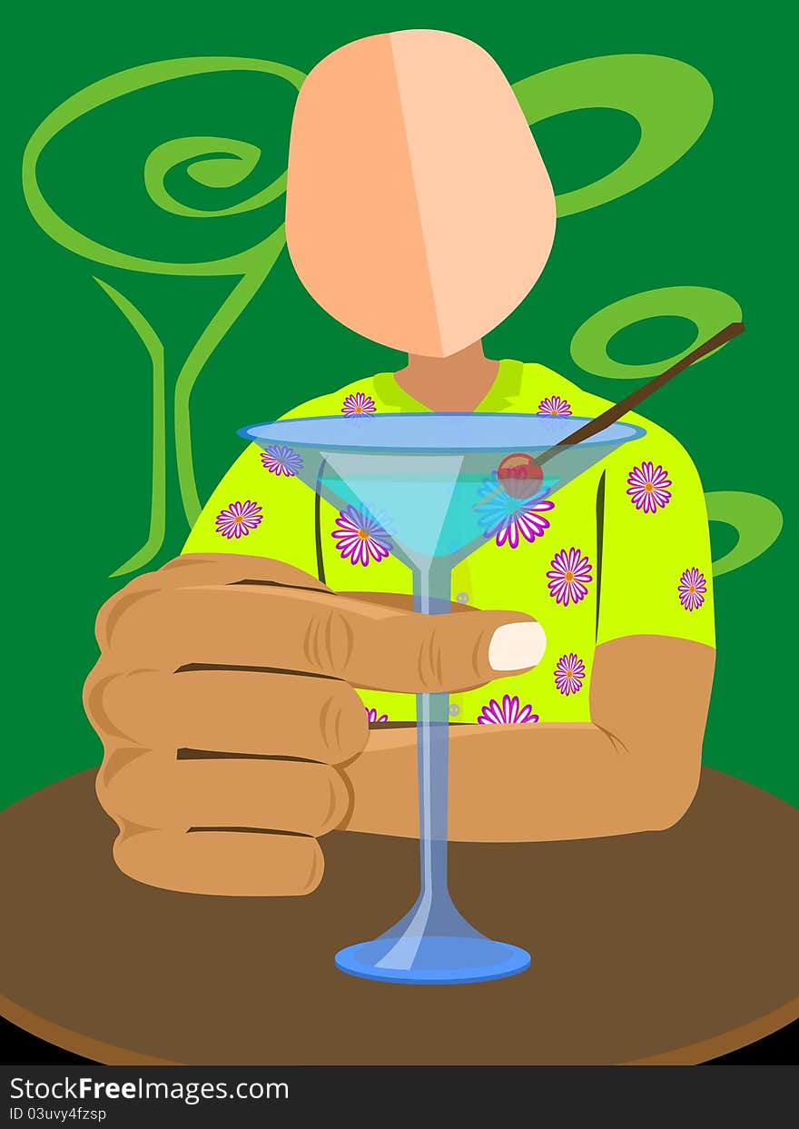 Abstract male character offering a toast of alcoholic drink. Abstract male character offering a toast of alcoholic drink