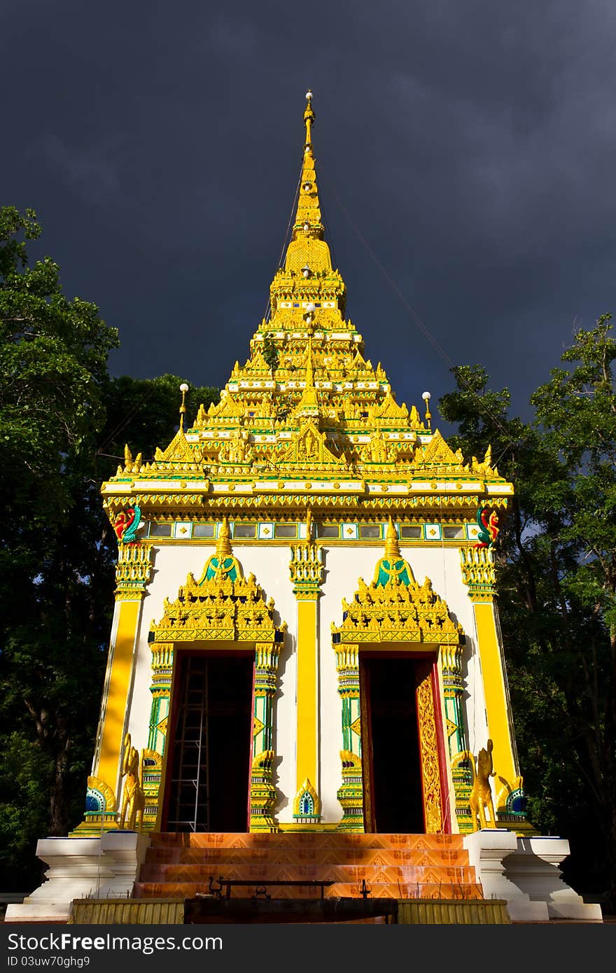 Golden Square Pagoda in the Forest. Golden Square Pagoda in the Forest.