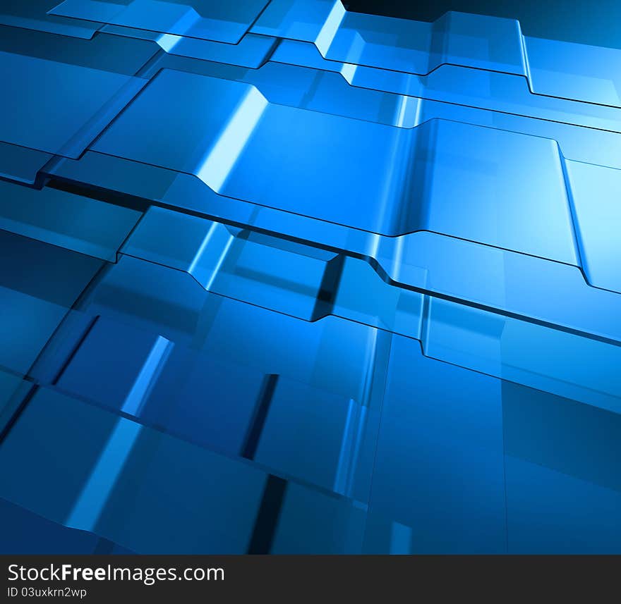 Transparent blue levels grid high technology concept background