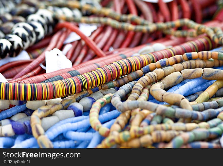 Striped necklace with other assorted beads