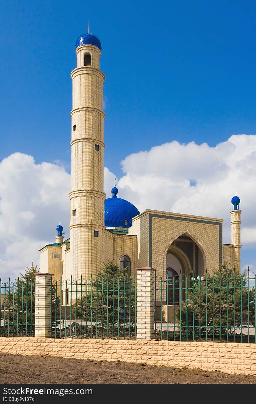 Muslim mosque on blue sky