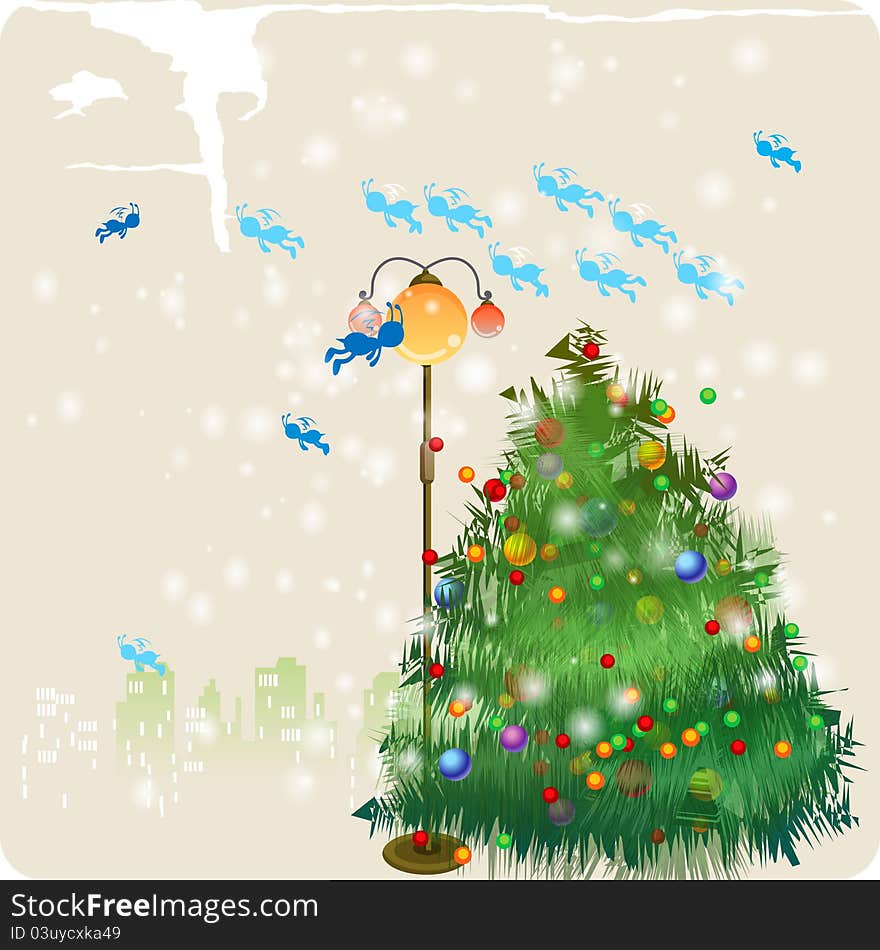 Cold illustration - winter and christmas time. Cold illustration - winter and christmas time