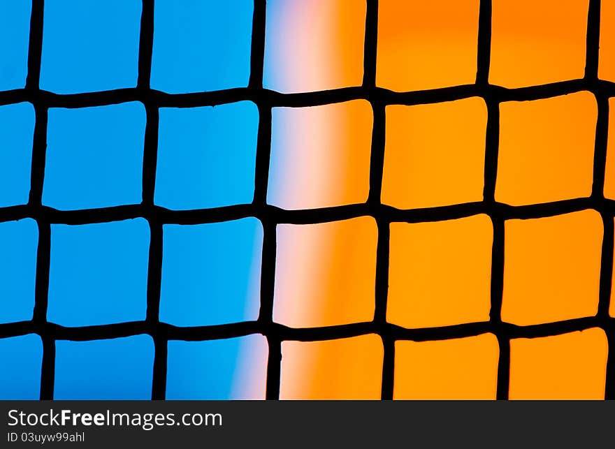 Plastic Grid With Blue And Orange Background