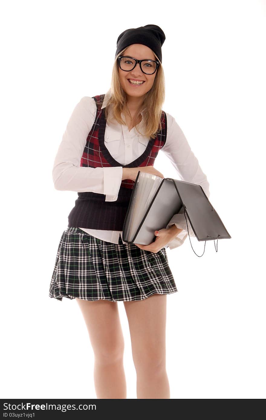 Student With Open File Folder