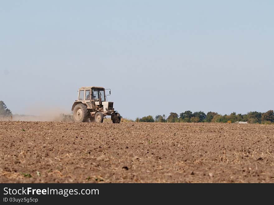 Tractor working in the field