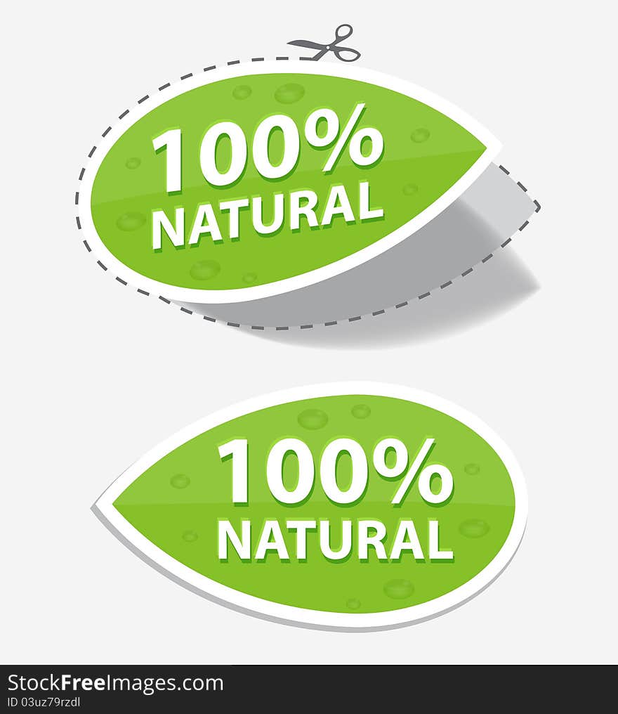 Natural green labels, for your design, eps 10