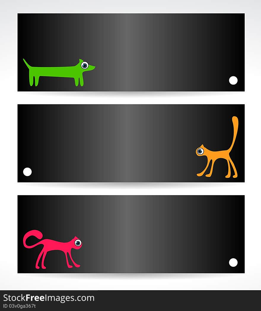 Black  cards with cats and dog