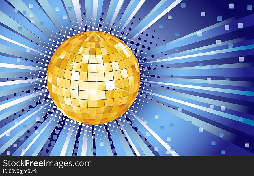 Party blue background with disco ball