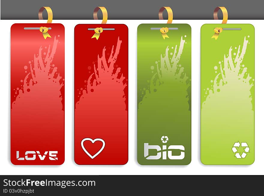 Illustration set of red and green tags