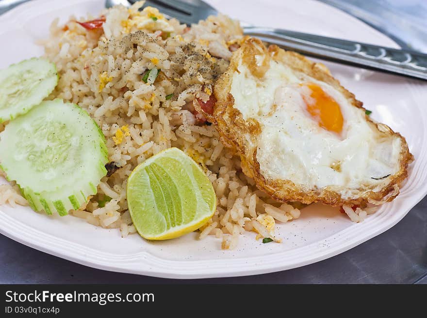 Fried rice with fried eeg ,delicious Thai food