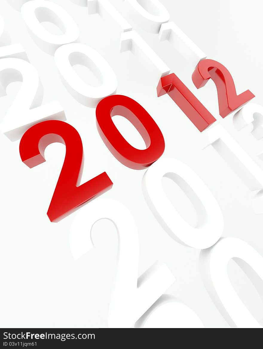 3D render depicting new year 2012transition