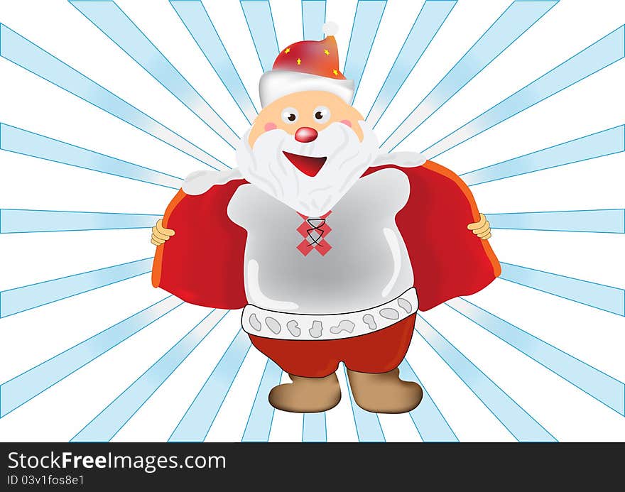 Humorous illustration of Santa Claus