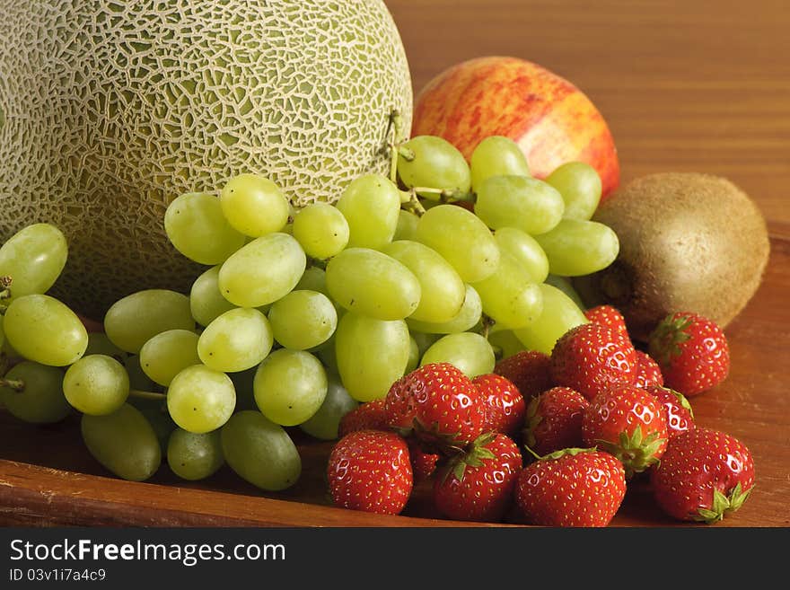 Fruit on a wooden shelf. Fruit on a wooden shelf