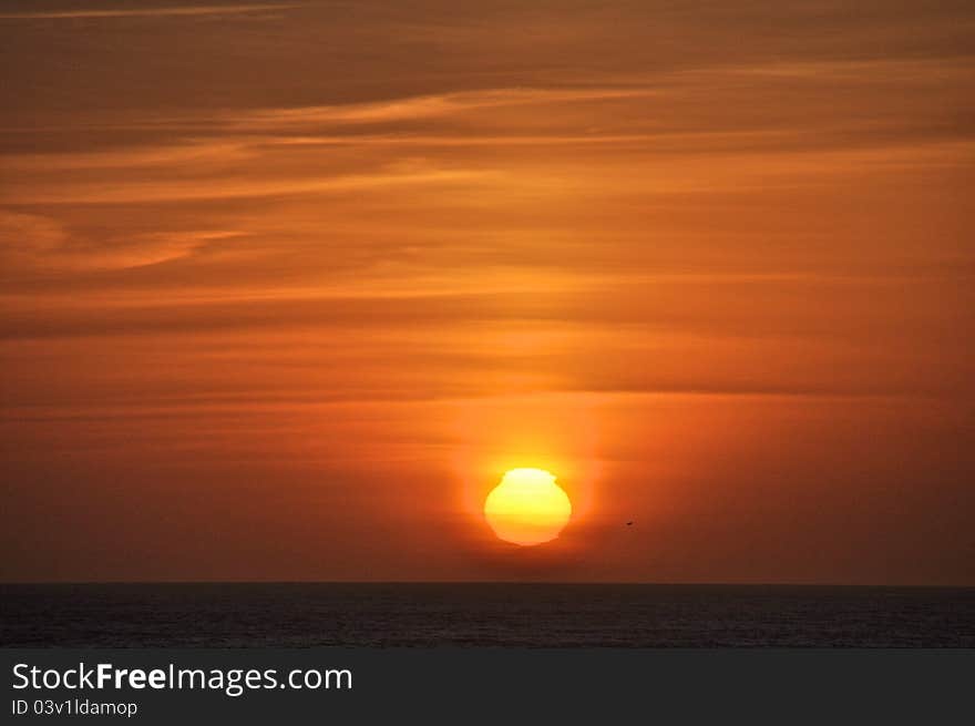 Sunset on the Pacific Ocean from Sunset Cliffs in San Diego. Sunset on the Pacific Ocean from Sunset Cliffs in San Diego