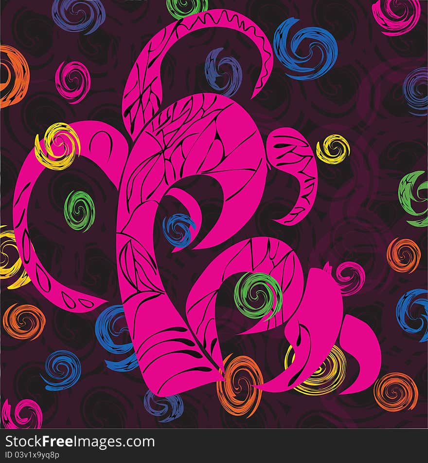 Rose abstract tree with miscellaneous elements, vector, illustration