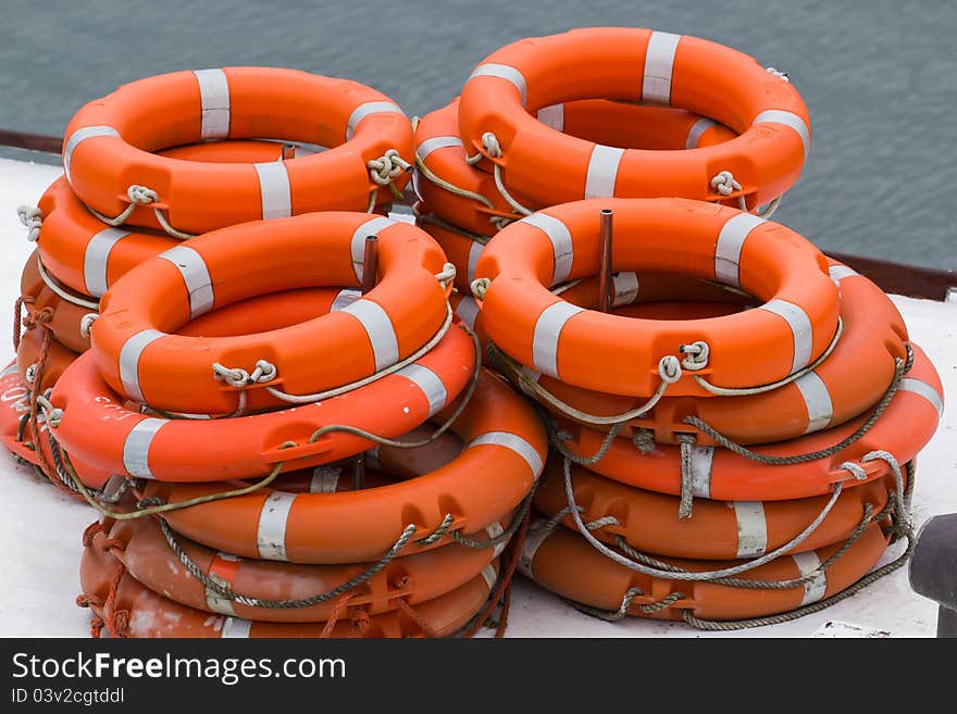 Floats stacked