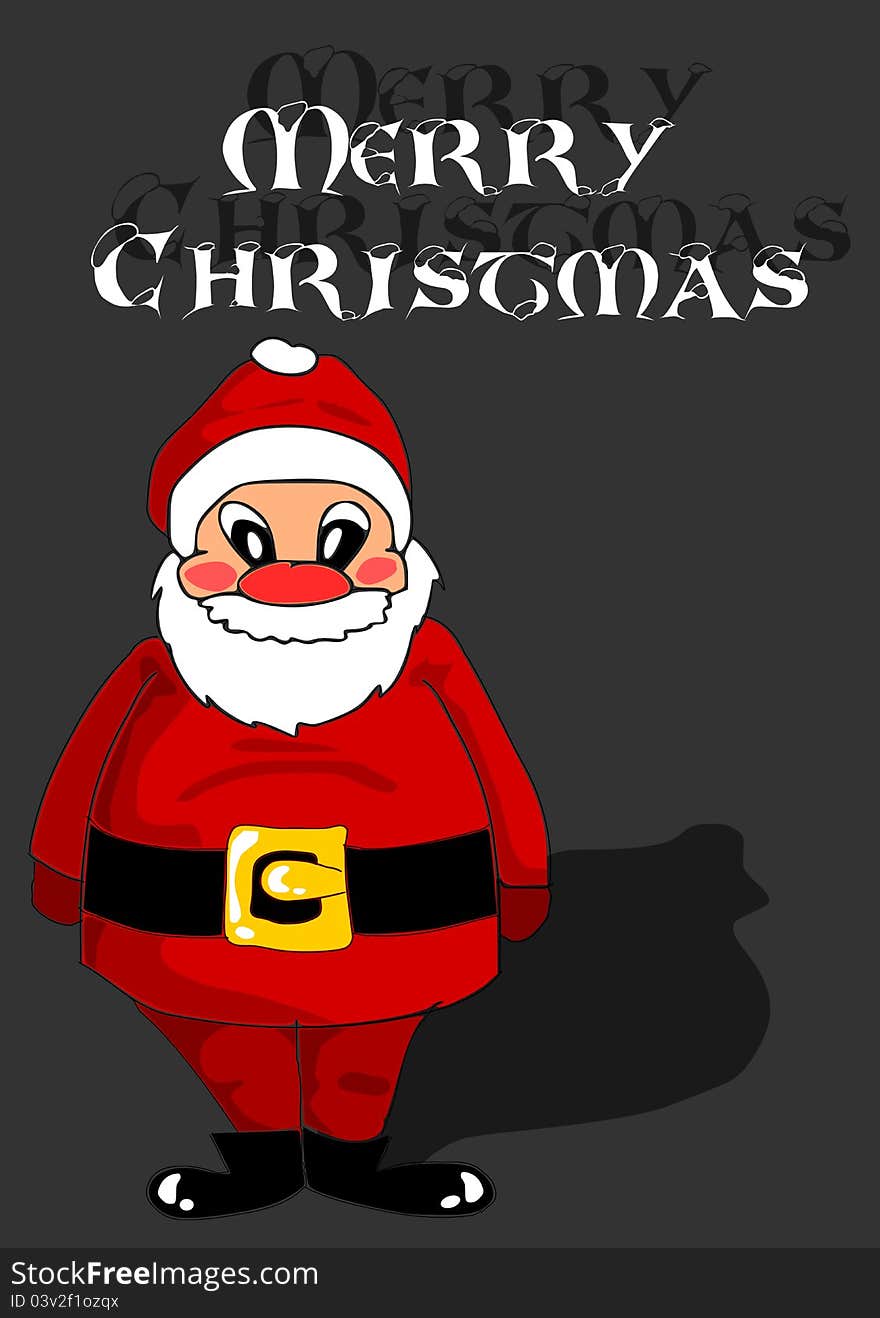 Red happy Santa Claus on black background -  with text. Red happy Santa Claus on black background -  with text