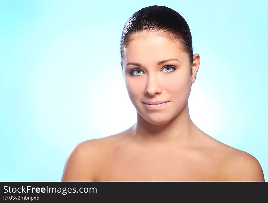 Portrait of beautiful woman with clean face